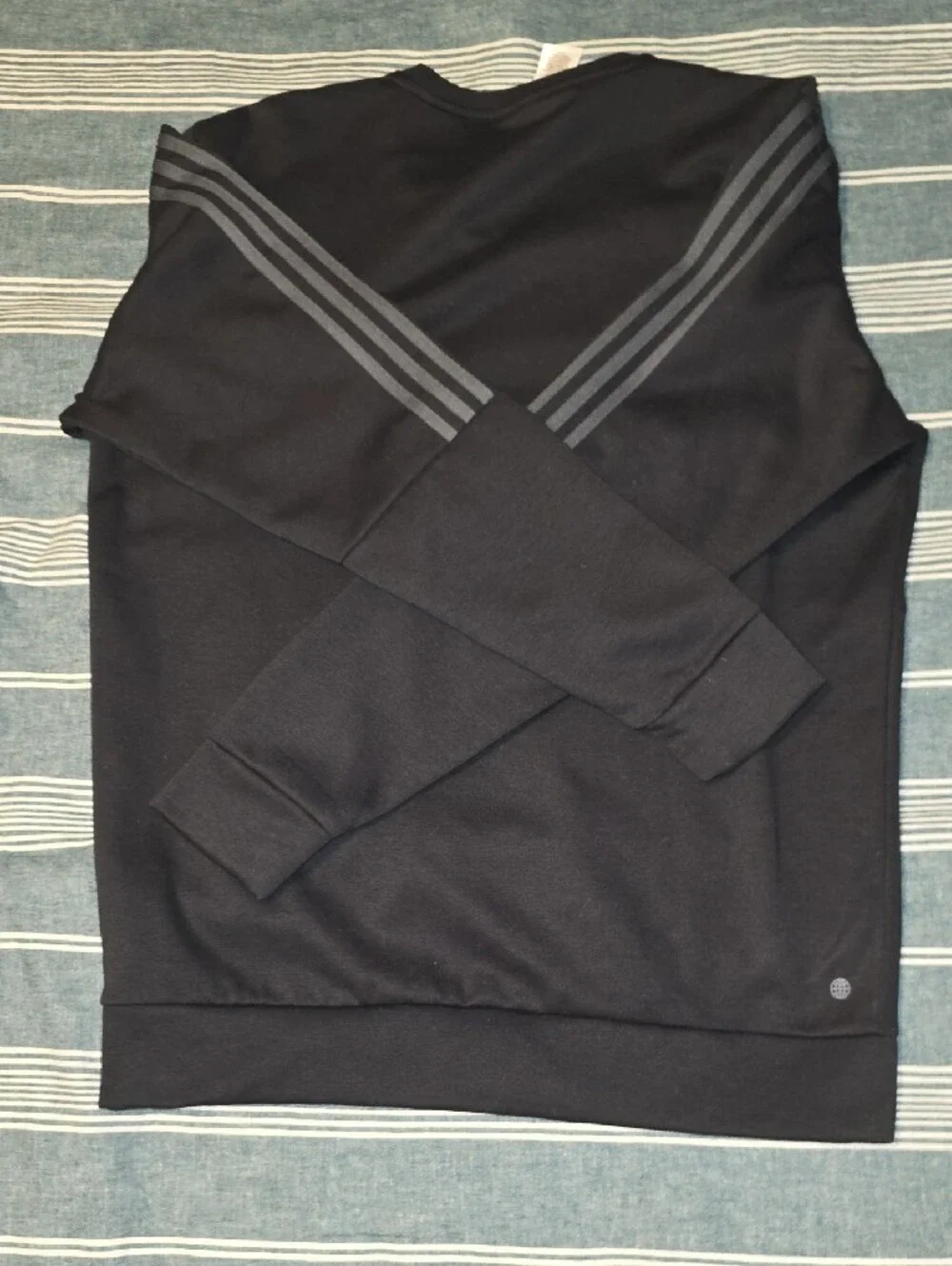 adidas Black Crewneck with Dark Gray Shoulder Stripes